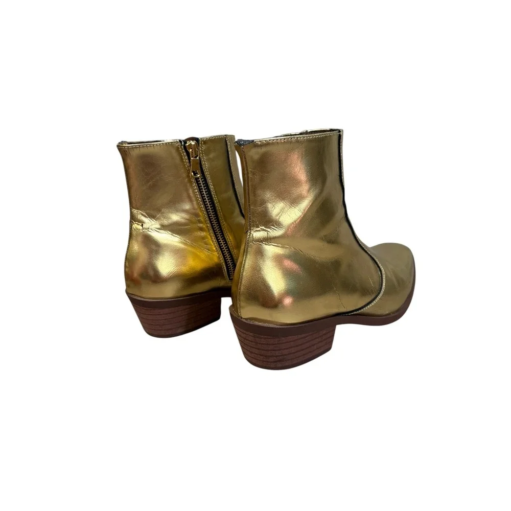 Straight To Hell Men's Vegan Richards Gold Boot 8.5 Chelsea Beatle Winklepickers